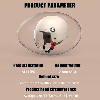 Retro 3/4 Motorcycle Half Helmets,DOT Approved Vintage Scooter Dirt-Bike Go-Kart Moped Electric Bicycle Light Quick Buckle Open Face ATV Helmet for Adult Men Women