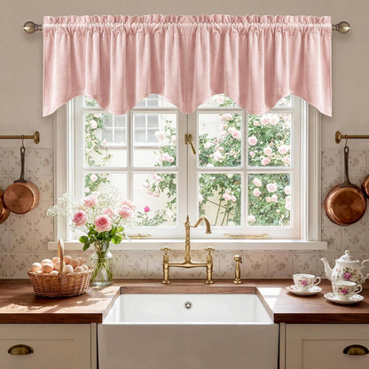Pink Spring Decor Velvet Window Valance 52x18 Inch, 1 Panel