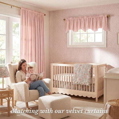Pink Spring Decor Velvet Window Valance 52x18 Inch, 1 Panel