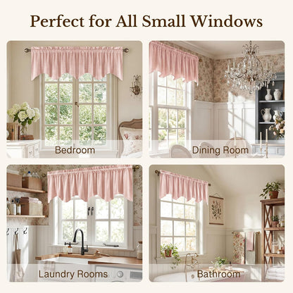 Pink Spring Decor Velvet Window Valance 52x18 Inch, 1 Panel