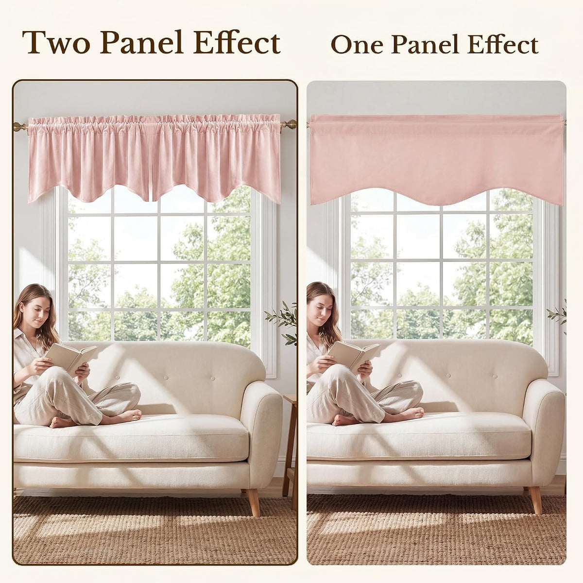 Pink Spring Decor Velvet Window Valance 52x18 Inch, 1 Panel