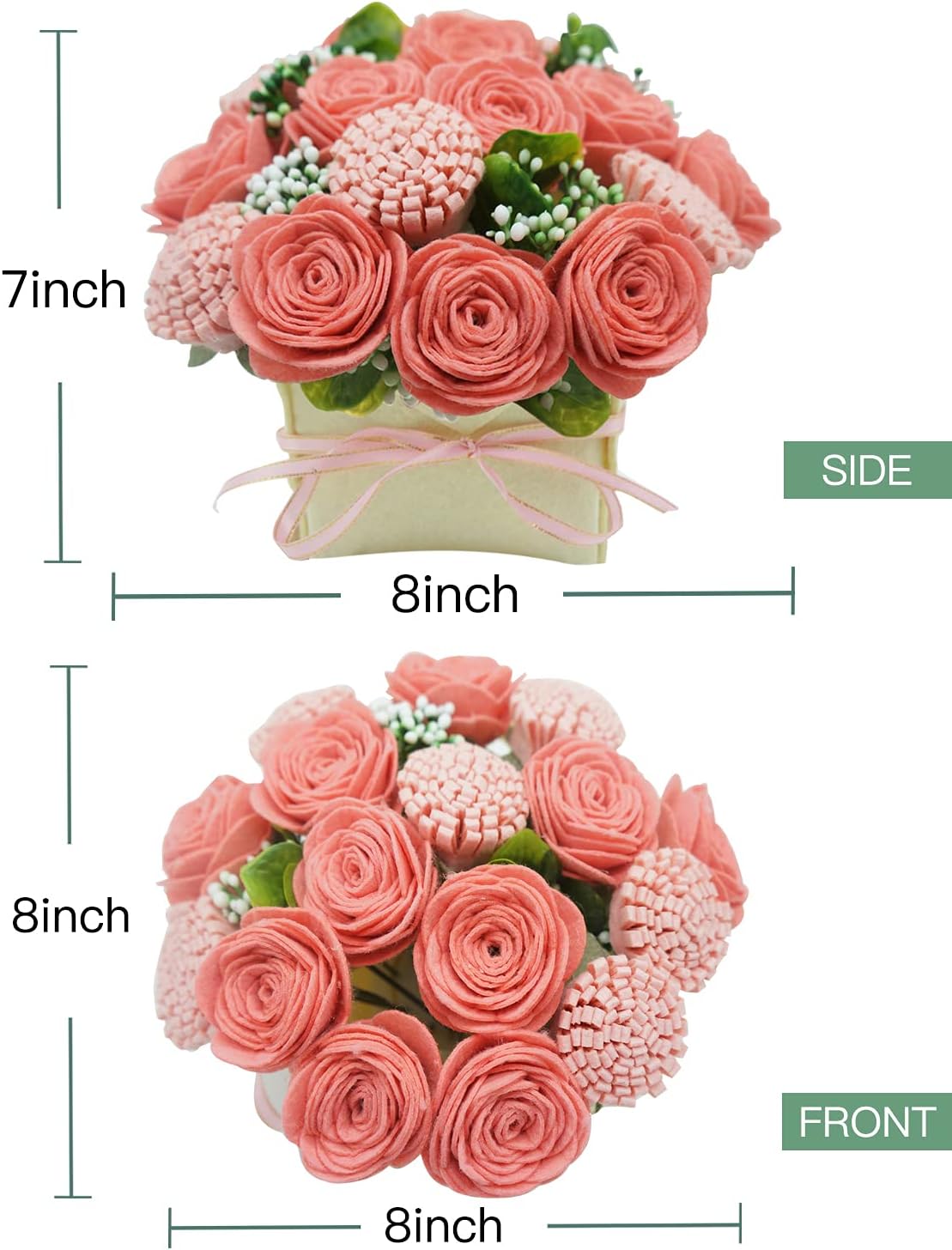 DIY Felt Flower Art Craft Kit,DIY Pink Rose and Carnation Bouquet Kit, Floral Gifts,Beginner Craft Kit, Floral Gifts,Arrange Pre-Cut Felt Flowers and Foliage