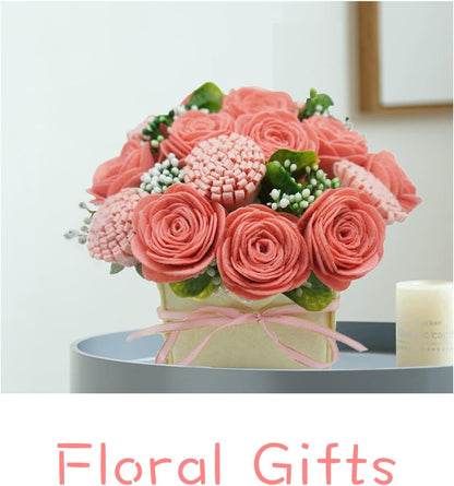 DIY Felt Flower Art Craft Kit,DIY Pink Rose and Carnation Bouquet Kit, Floral Gifts,Beginner Craft Kit, Floral Gifts,Arrange Pre-Cut Felt Flowers and Foliage