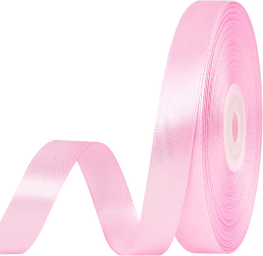 Light Pink Satin Ribbon, 1/2 Inch, 50 Yards | For Bows, Flower Bouquets, Gift Wrapping, Wedding, DIY Crafts