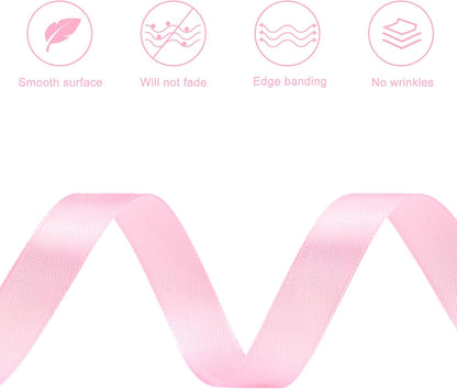 Light Pink Satin Ribbon, 1/2 Inch, 50 Yards | For Bows, Flower Bouquets, Gift Wrapping, Wedding, DIY Crafts