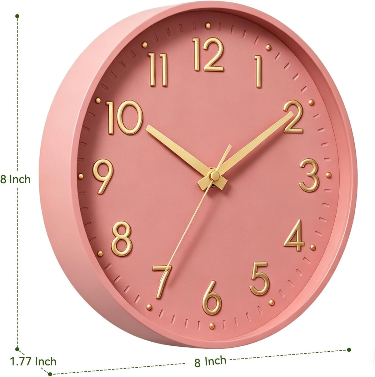 Mosewa Small 8 Inch Wall Clock Battery Operated Silent Non Ticking Analog