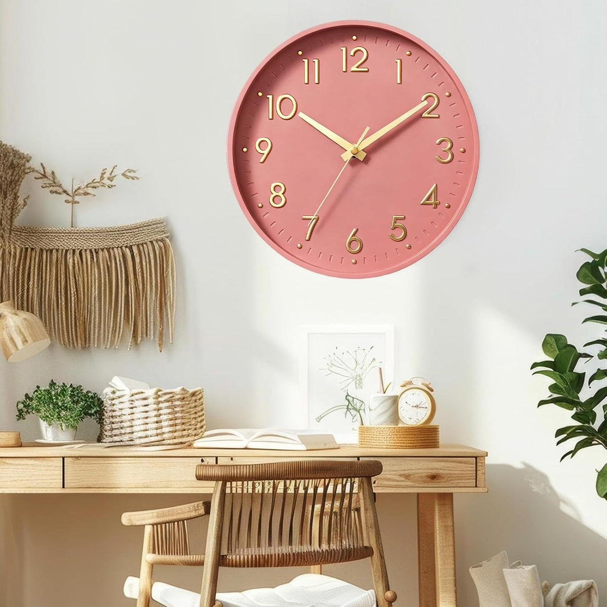 Mosewa Small 8 Inch Wall Clock Battery Operated Silent Non Ticking Analog