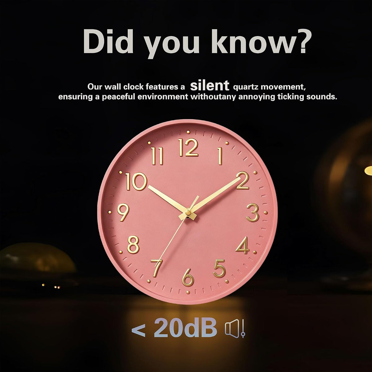 Mosewa Small 8 Inch Wall Clock Battery Operated Silent Non Ticking Analog