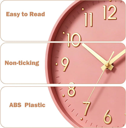 Mosewa Small 8 Inch Wall Clock Battery Operated Silent Non Ticking Analog
