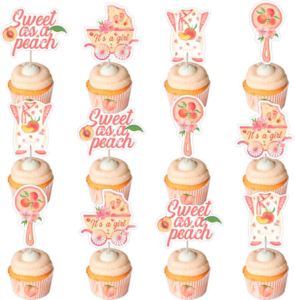 Peach Baby Shower Decor for Girl Sweet as a Peach Cupcake Toppers a Sweet Little Peach is on the Way Baby Shower Decor Peach Cupcake Decorations Summer Fruit Theme Sweet Peach Baby Shower