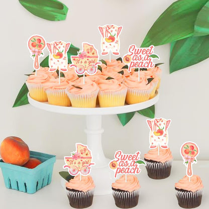 Peach Baby Shower Decor for Girl Sweet as a Peach Cupcake Toppers a Sweet Little Peach is on the Way Baby Shower Decor Peach Cupcake Decorations Summer Fruit Theme Sweet Peach Baby Shower