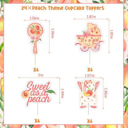 Peach Baby Shower Decor for Girl Sweet as a Peach Cupcake Toppers a Sweet Little Peach is on the Way Baby Shower Decor Peach Cupcake Decorations Summer Fruit Theme Sweet Peach Baby Shower