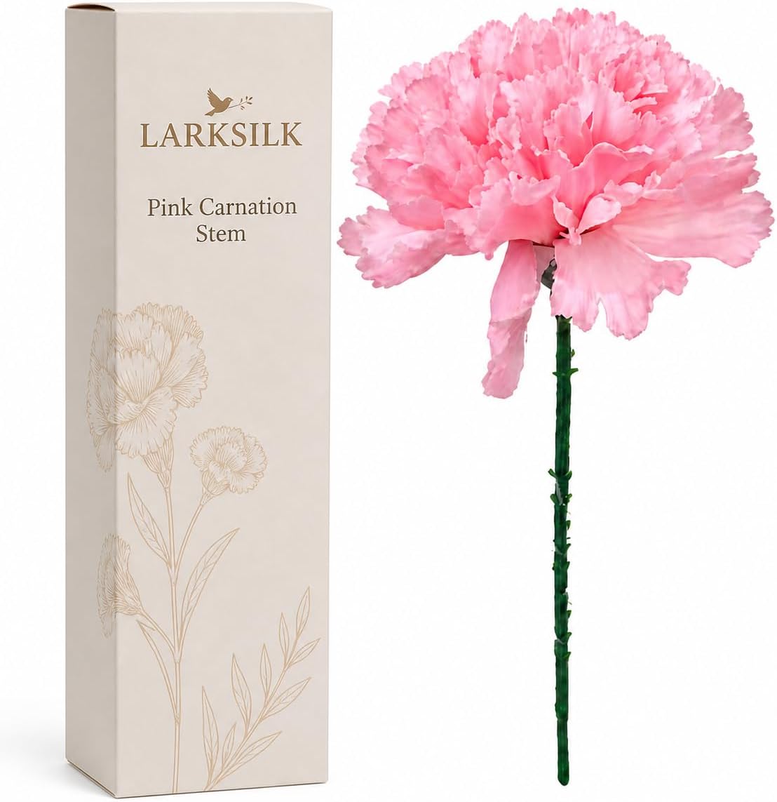 100 Pack Artificial Carnations - Bulk Silk Flowers for Weddings, Mother's Day, Graduations, Easter & Memorial Day - 3.5" Heads, 5" Stems, Real Touch Petals, 18 Colors Available - Pink