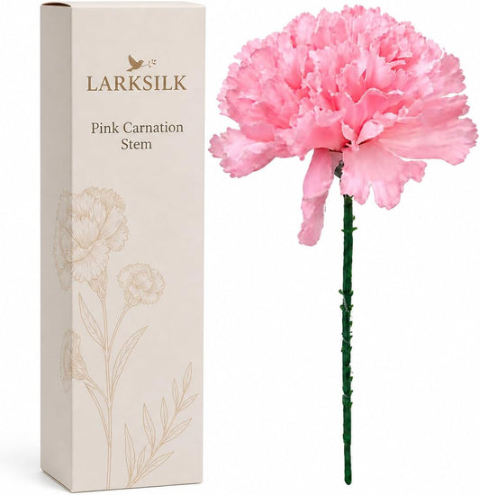 100 Pack Artificial Carnations - Bulk Silk Flowers for Weddings, Mother's Day, Graduations, Easter & Memorial Day - 3.5" Heads, 5" Stems, Real Touch Petals, 18 Colors Available - Pink