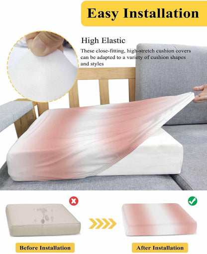 Couch Cushion Covers Ombre Peach Pink White Stretch Sofa Cushion Slipcovers Gradient Color Soft Sofa Cover Elastic Non-Slip Sofa Seat Cover Furniture Protector Small 1pcs