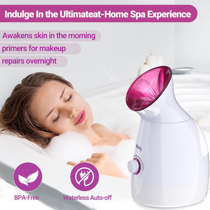 Facial Steamer Large 3-in-1, Towel Warmer & Humidifier Mode, Nano-Ionic Face Steamer with Skin Care Tools, Facial Pores Deep Cleaning, Warm Mist Home Sauna Spa for Women, Birthday Gifts