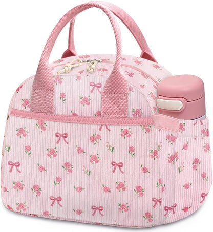 Lunch Box for Women, Insulated Lunch Bag Cute Corduroy Lunchbag