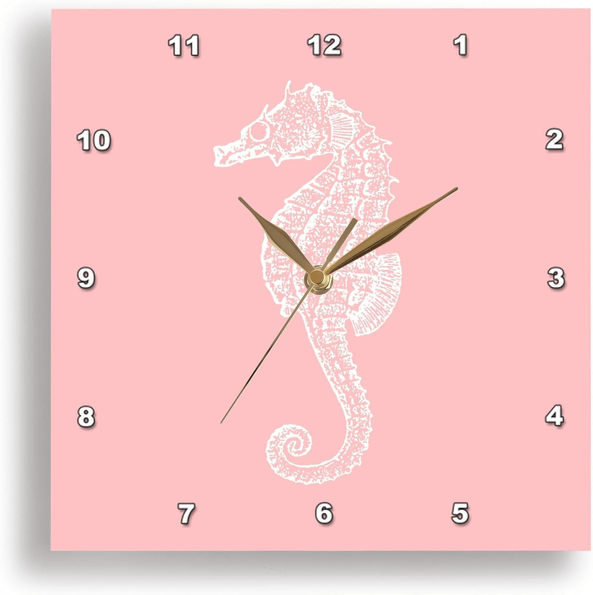 Coral Pink Seahorse Print. Sea Horse. Ocean Marine Beach Aquarium 10x10 Wall Clock