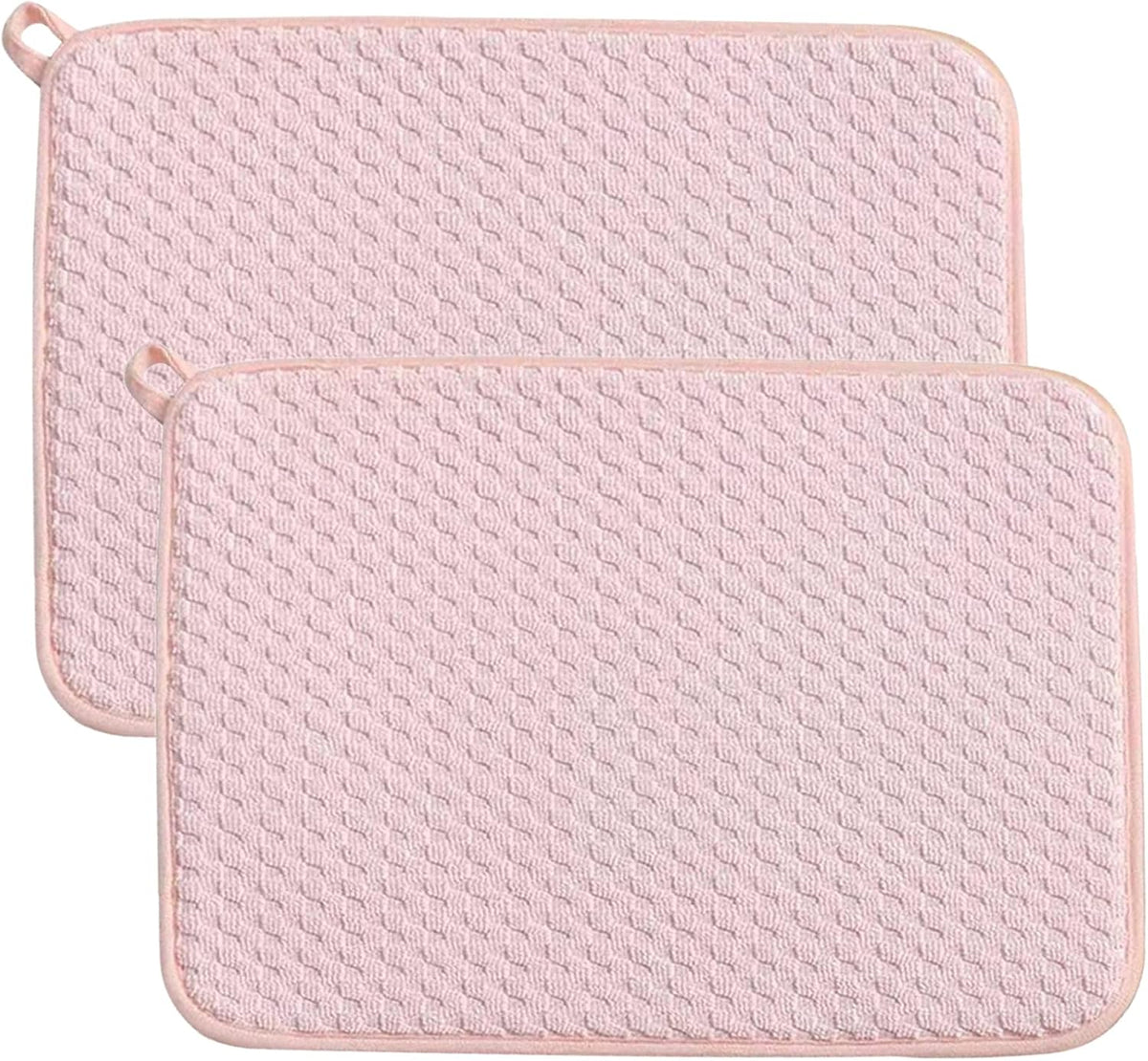 Pink Dish Drying Mats for Kitchen Counter,2 Pack Dish Drying Mat Drying Pad