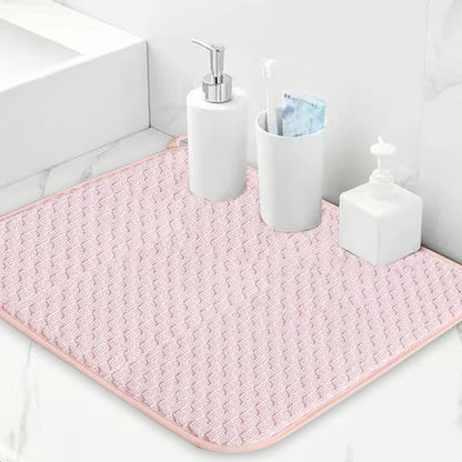 Pink Dish Drying Mats for Kitchen Counter,2 Pack Dish Drying Mat Drying Pad