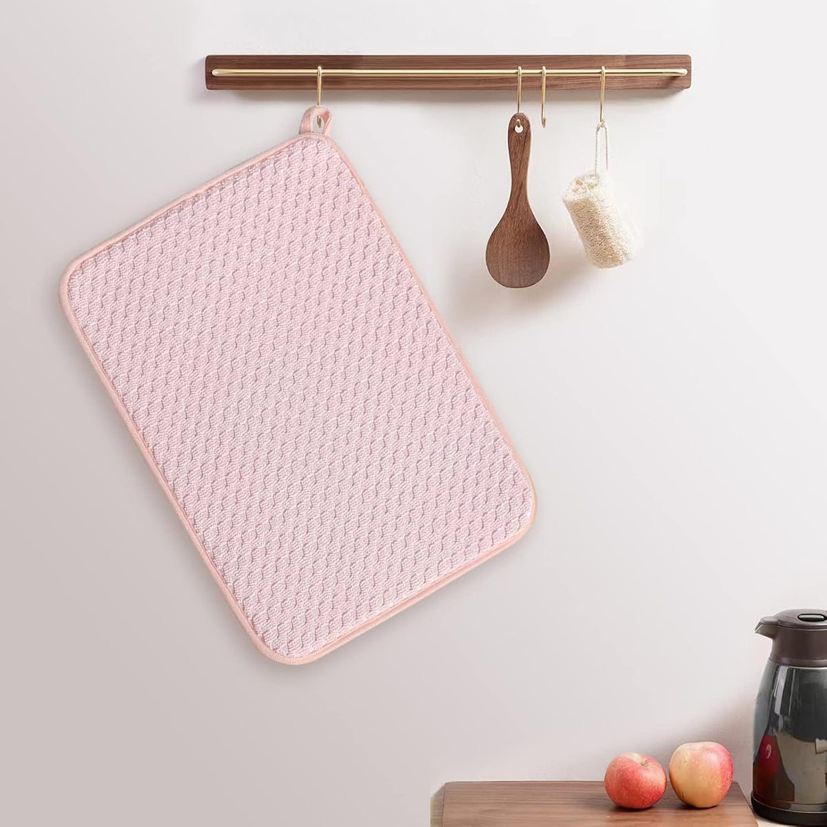 Pink Dish Drying Mats for Kitchen Counter,2 Pack Dish Drying Mat Drying Pad