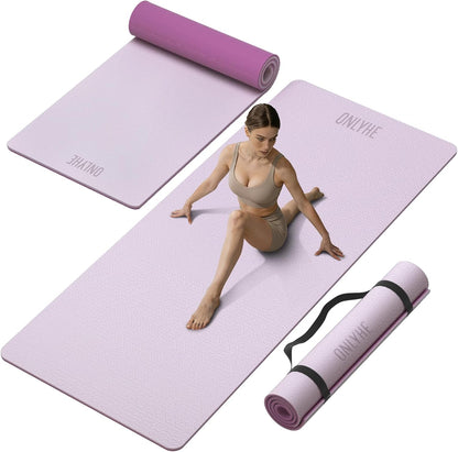 Wide Yoga Mat Thick(10mm) Exercise Mat Non Slip Anti-tear,72"x35" Extra Large Pilates Mats for Home Workouts, Gym & Floor Stretching with Carrier Strap