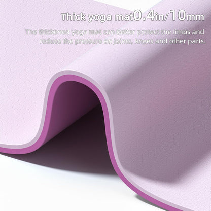 Wide Yoga Mat Thick(10mm) Exercise Mat Non Slip Anti-tear,72"x35" Extra Large Pilates Mats for Home Workouts, Gym & Floor Stretching with Carrier Strap