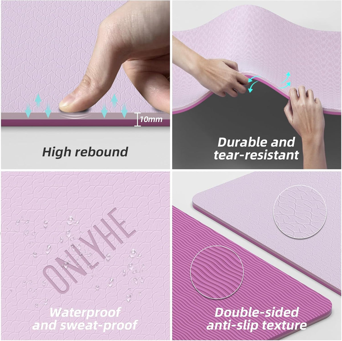 Wide Yoga Mat Thick(10mm) Exercise Mat Non Slip Anti-tear,72"x35" Extra Large Pilates Mats for Home Workouts, Gym & Floor Stretching with Carrier Strap