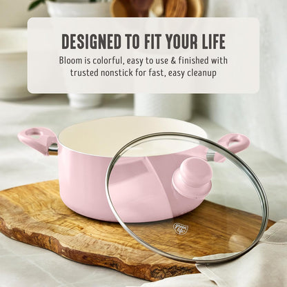 5QT Ceramic Nonstick Stockpot with Lid, Blush Pink