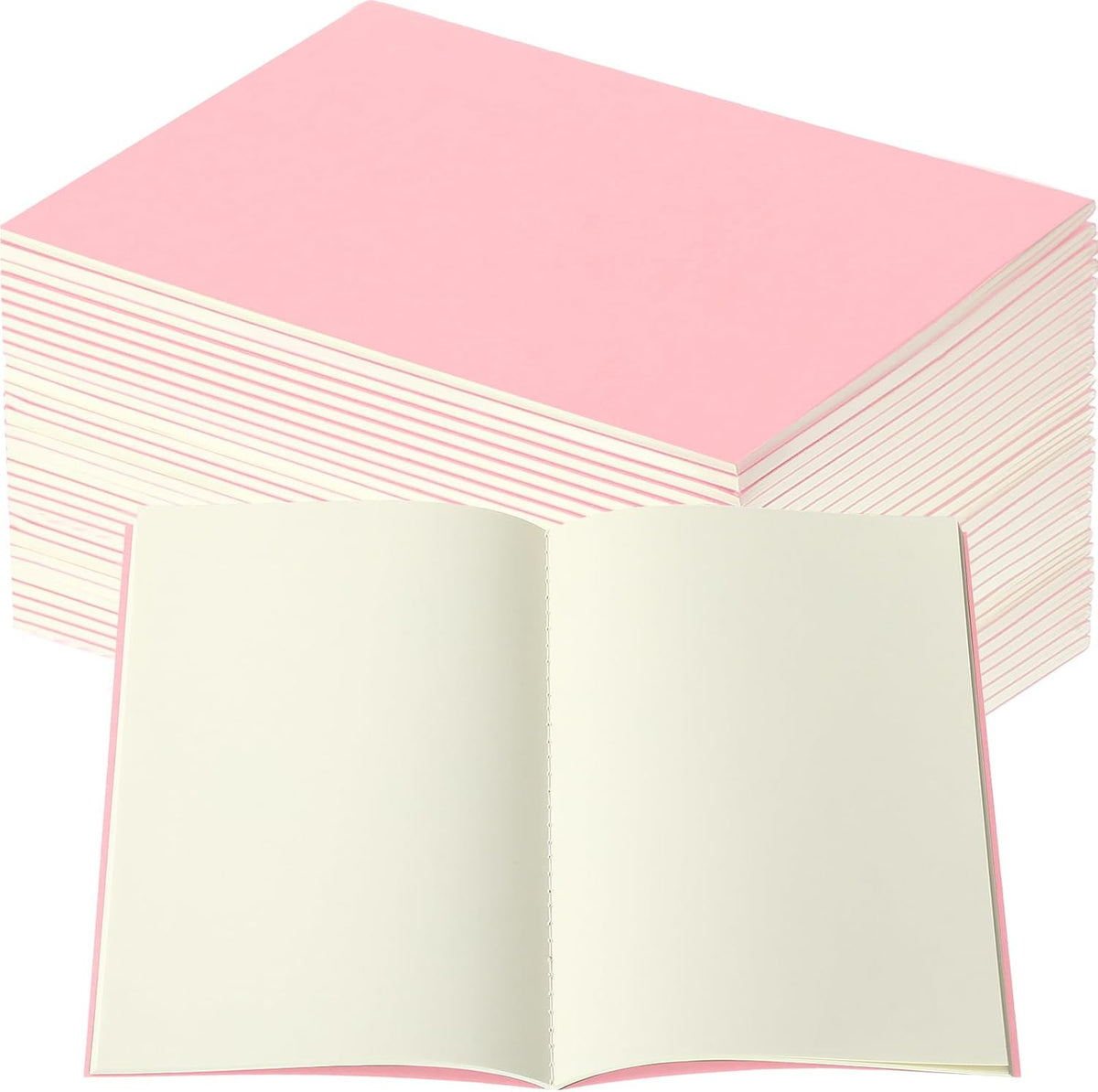 30 Pcs A5 Kraft Notebooks Bulk Blank Paper, Pink