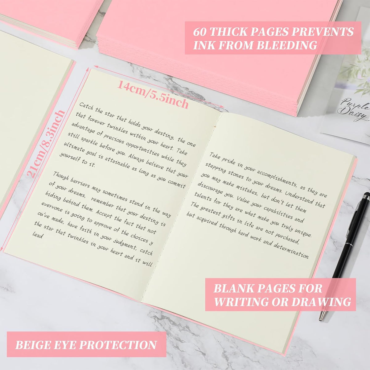 30 Pcs A5 Kraft Notebooks Bulk Blank Paper, Pink
