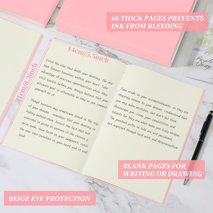 30 Pcs A5 Kraft Notebooks Bulk Blank Paper, Pink