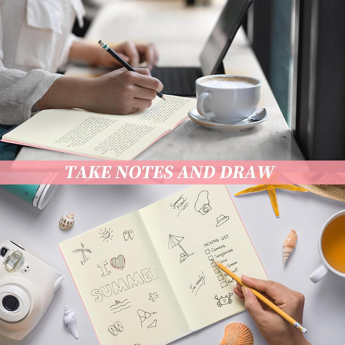 30 Pcs A5 Kraft Notebooks Bulk Blank Paper, Pink