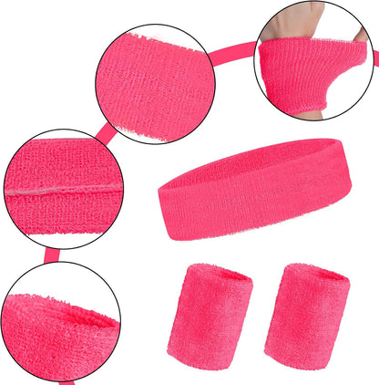 3 Pieces Sweatbands Set, 1 Pieces Sports Headband and 2 Pieces Wristbands, Wicking Sweat Head Band for Men Women Outfit Sport