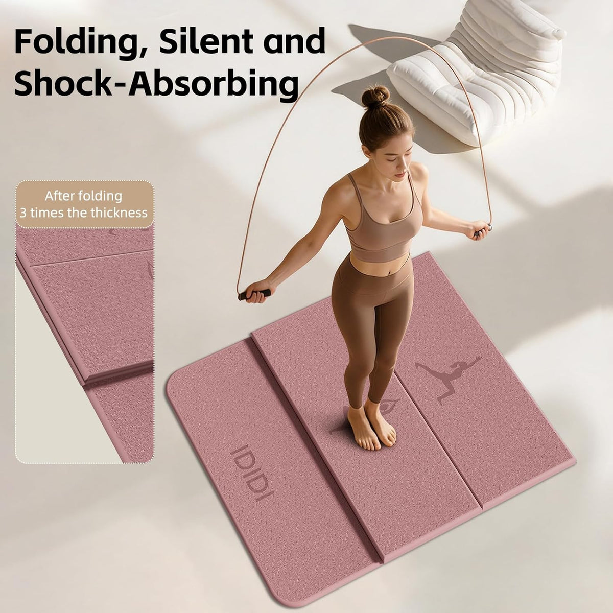 Foldable Yoga Mat 8mm No-Curl Edges