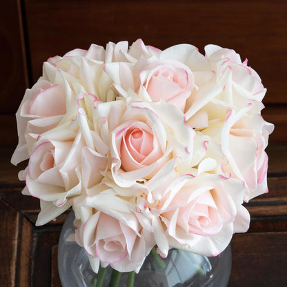 Artificial Roses-10-pcs Soft Touch Fake Flowers with Stems, Realistic Bridal Bouquet & Bulk Home Party Wedding Decor Roses
