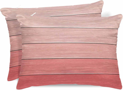 Satin Pillowcase for Hair and Skin Standard Size 2 Pack Peach Pink Wood Grain Satin Pillow Case Soft Cool Silk Rustic Farmhouse Wooden Board Pillowcases with Hidden Zipper Throw Pillow Covers 20x26