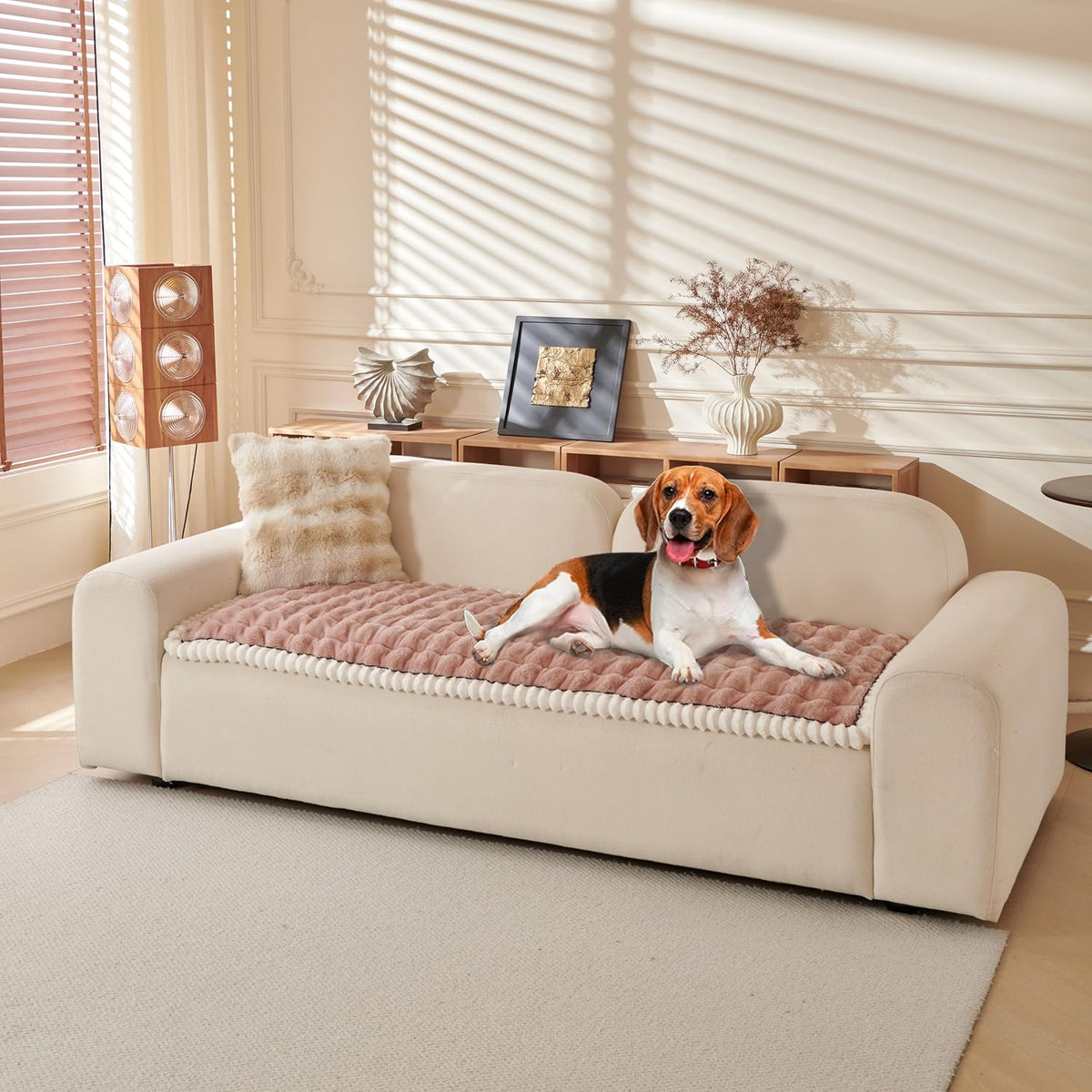 Couch Covers for Pets Washable Sofa Covers for Dogs Cats Anti-Slip Sofa SlipCover for 3-4 Cushion Couches Pet-Friendly Furniture Protector Covers for Living Room (27.6" x 27.6", Pink)