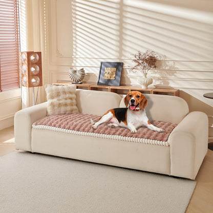 Couch Covers for Pets Washable Sofa Covers for Dogs Cats Anti-Slip Sofa SlipCover for 3-4 Cushion Couches Pet-Friendly Furniture Protector Covers for Living Room (27.6" x 27.6", Pink)