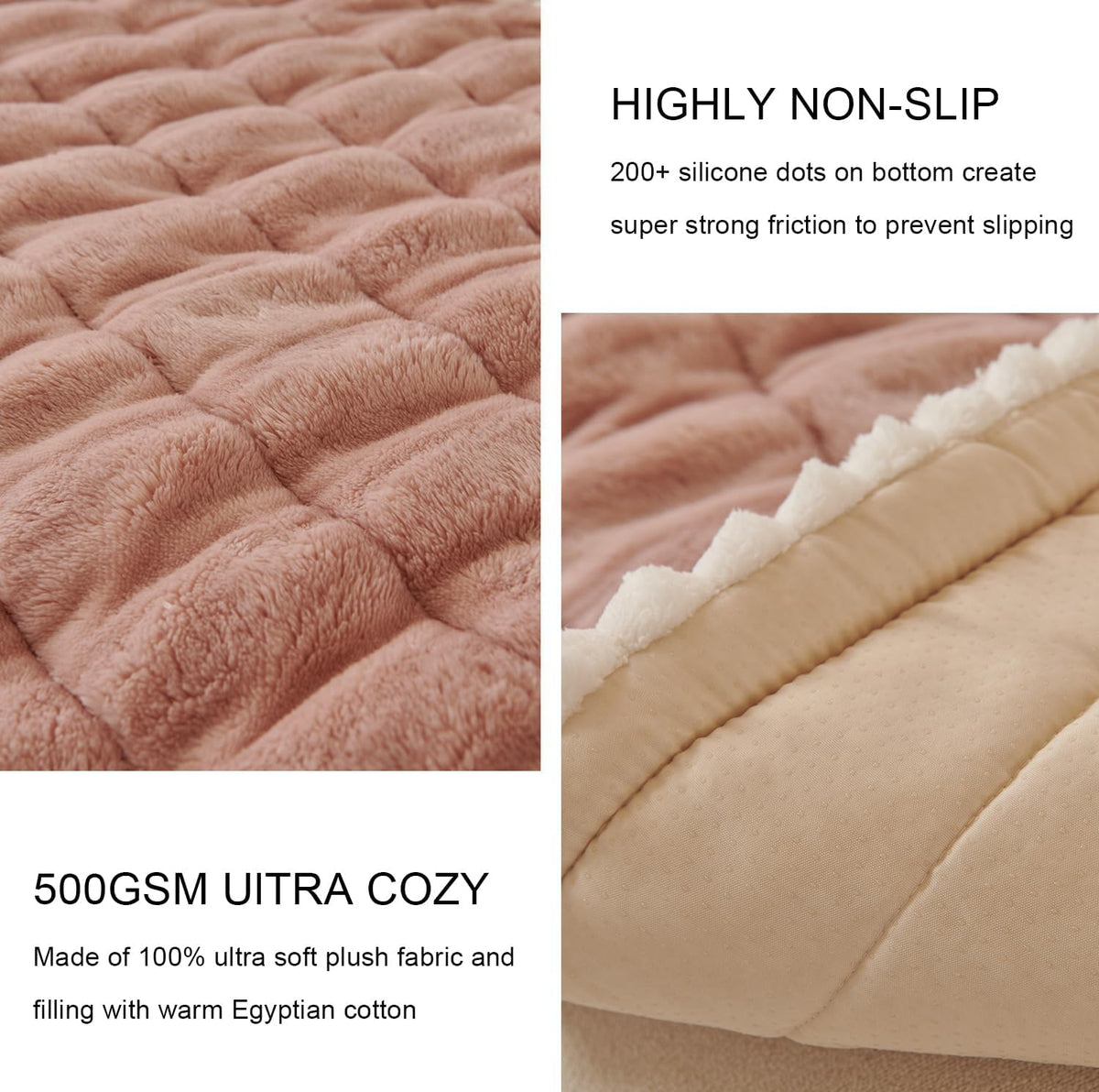 Couch Covers for Pets Washable Sofa Covers for Dogs Cats Anti-Slip Sofa SlipCover for 3-4 Cushion Couches Pet-Friendly Furniture Protector Covers for Living Room (27.6" x 27.6", Pink)