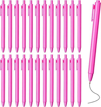 25 Pcs Aesthetic Ballpoint Pens Bulk Hot Pink Ball Point Pen Black Ink