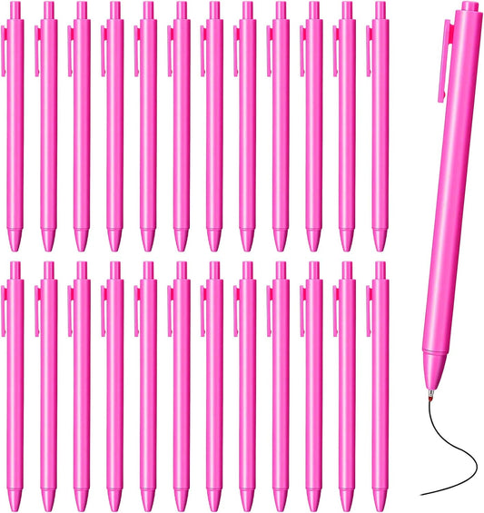 25 Pcs Aesthetic Ballpoint Pens Bulk Hot Pink Ball Point Pen Black Ink