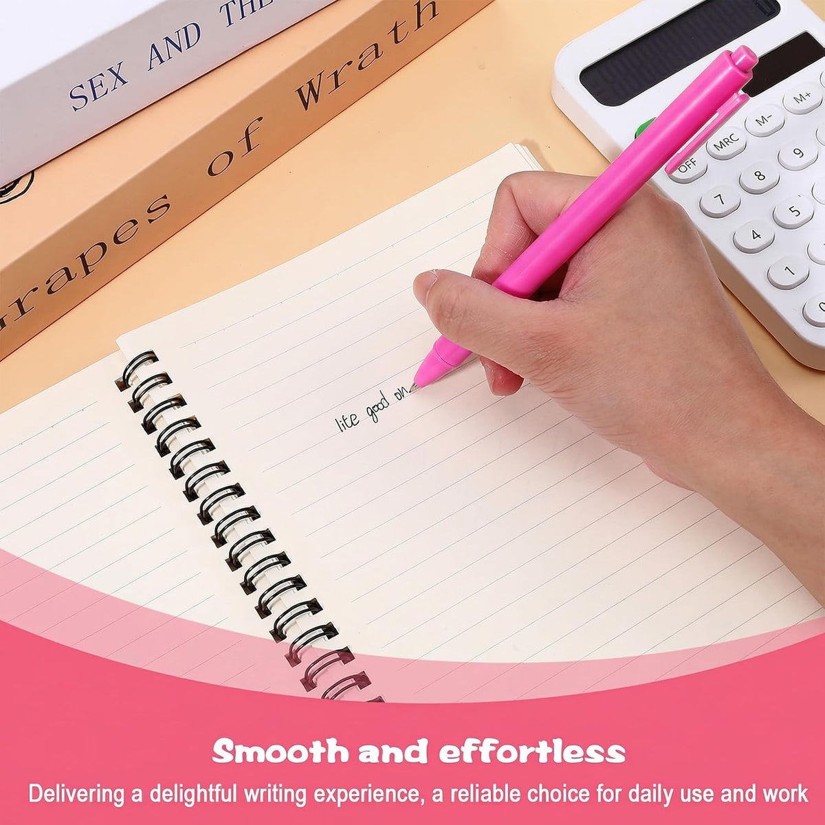 25 Pcs Aesthetic Ballpoint Pens Bulk Hot Pink Ball Point Pen Black Ink