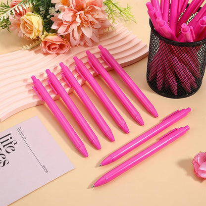 25 Pcs Aesthetic Ballpoint Pens Bulk Hot Pink Ball Point Pen Black Ink
