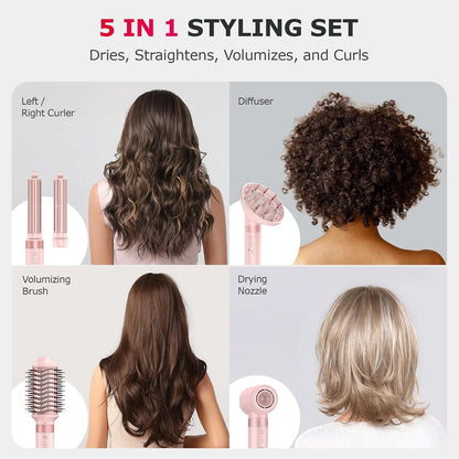 5-in-1 Hot Air Styler Wrap for Fast Drying and Auto-Wrap Curling