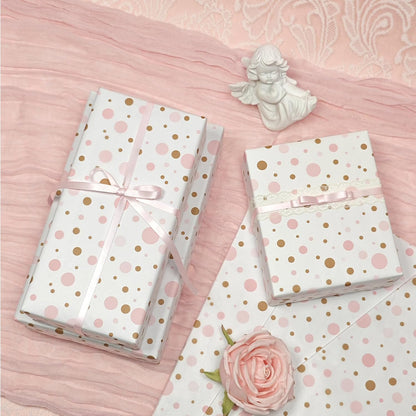 Tissue Paper Gift Wrap, Cute Pink and Brown Polka Dot Tissue Paper for Gift Bags, Pastel Packaging for Girl's Birthday, Baby Shower, Wedding, Mother's Day, Party Decor, DIY Crafts,30 Sheets 20x14inch