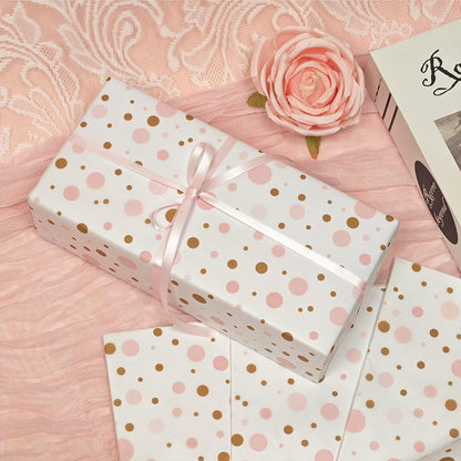 Tissue Paper Gift Wrap, Cute Pink and Brown Polka Dot Tissue Paper for Gift Bags, Pastel Packaging for Girl's Birthday, Baby Shower, Wedding, Mother's Day, Party Decor, DIY Crafts,30 Sheets 20x14inch