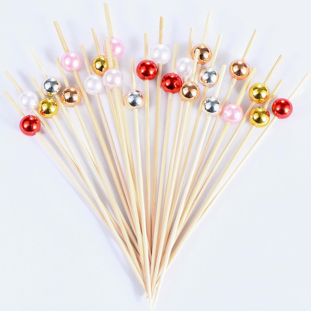 100 Pcs Pearl Toothpicks, 4.7 Inch Pink Pearl Cocktail Picks