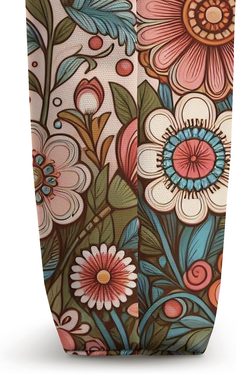 Retro Flowers Meadow Floral Groovy 70s Peach Pink Tote Bag