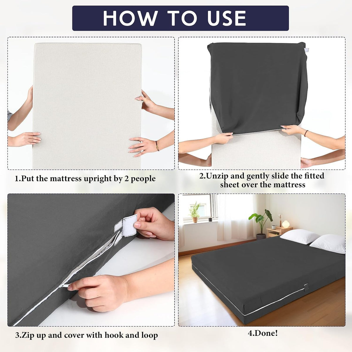 1000-TC Egyptian Cotton Zipper Fitted Sheet, Twin (39"x 75") Size, 8" Deep Pocket Mattress Encasement Bottom Cover with Zipper, Soft & Long Lasting (Peach, Stripe)